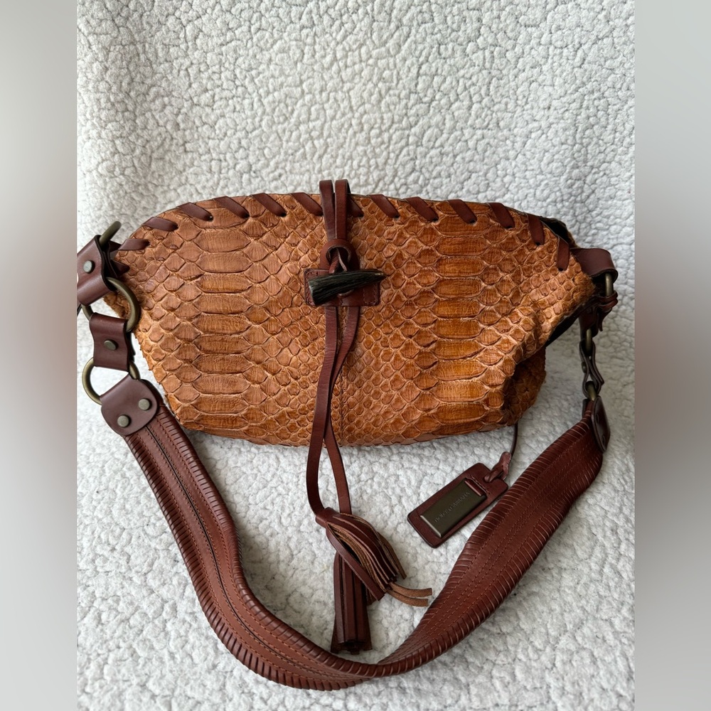 Dolce & Gabbana Runway F/W 2002 Brown Python Crochet Tassel Shoulder Bag